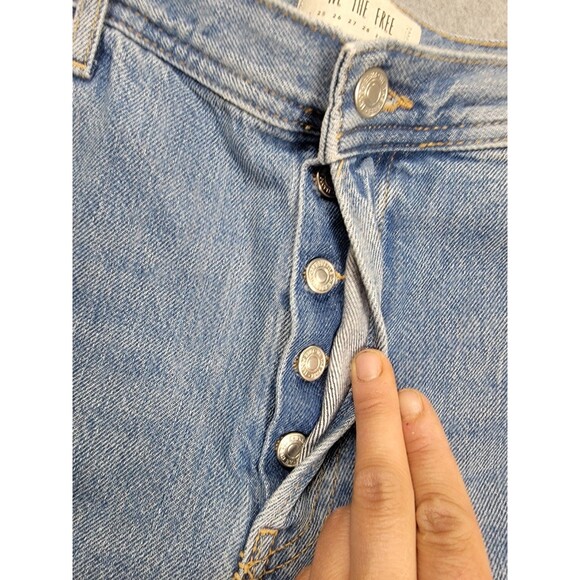 We The Free Womens Jeans 31 34x27 Wide Capri Distressed Light Stretch Button Fly - Picture 10 of 14